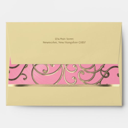 Elegant Pink and Gold Filigree Envelope