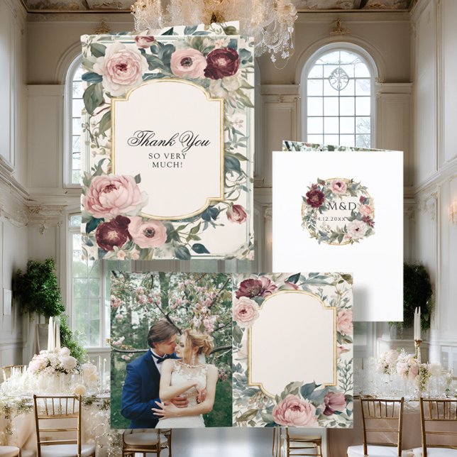 Elegant Pink and Gold Floral Victorian Wedding Announcement (Creator Uploaded)