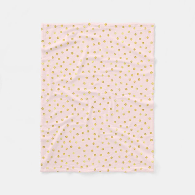 Elegant Pink And Gold Foil Confetti Dots Pattern Fleece Blanket (Front)