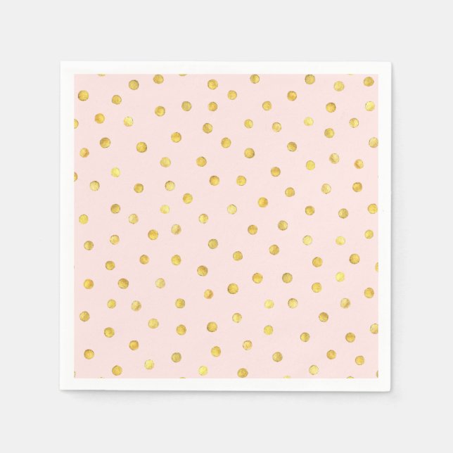 Elegant Pink And Gold Foil Confetti Dots Pattern Napkins (Front)