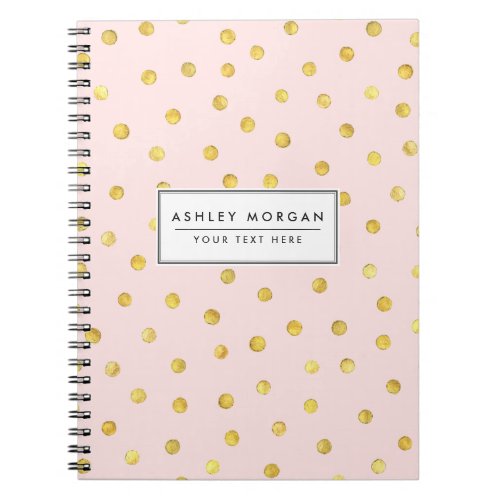 Elegant Pink And Gold Foil Confetti Dots Pattern Notebook