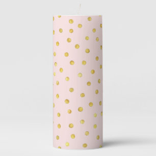 Elegant Pink And Gold Foil Confetti Dots Pattern Pillar Candle