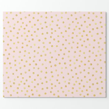 Elegant Pink And Gold Foil Confetti Dots Pattern Wrapping Paper by allpattern at Zazzle
