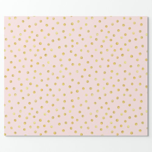 Elegant Pink And Gold Foil Confetti Dots Pattern Wrapping Paper