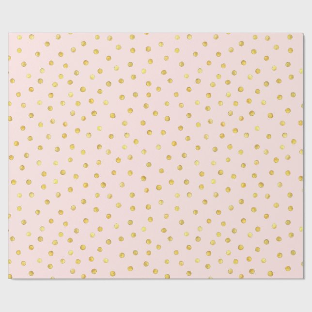 Elegant Pink And Gold Foil Confetti Dots Pattern Wrapping Paper (Flat)