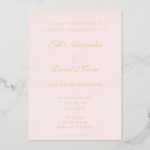 Elegant Pink and Gold  Foil Invitation