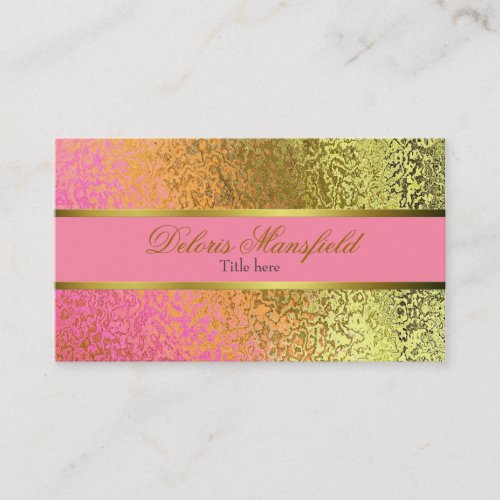 Elegant Pink and Gold Foil Look Business Card