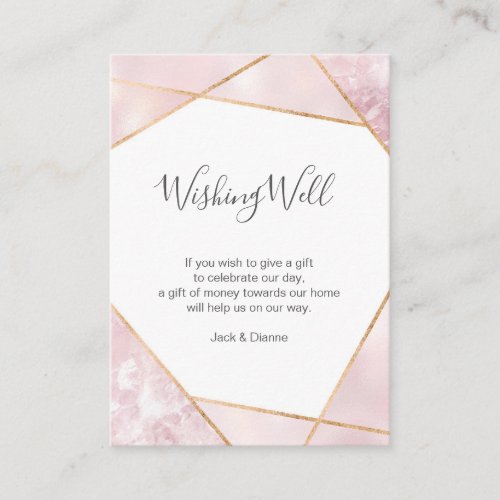 Elegant pink and gold geometric wishing well card