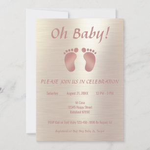 Elegant Pink and Gold Girl Baby Shower Invitation