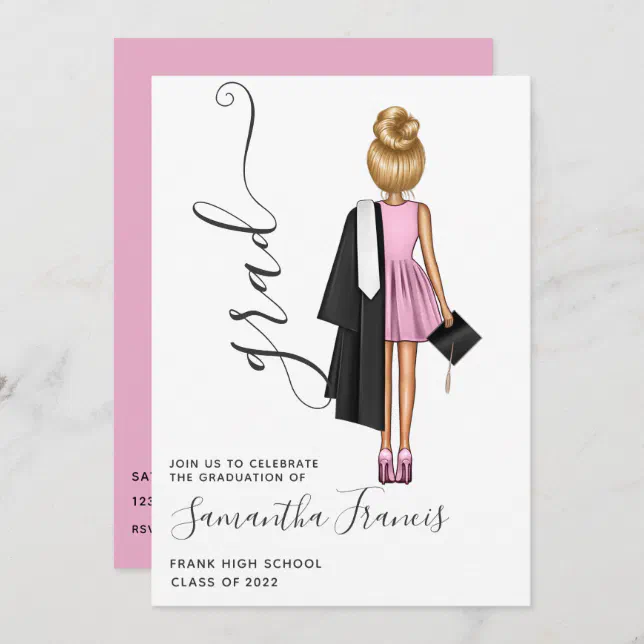 Elegant Pink and Gold Girl Graduation Party Invitation | Zazzle