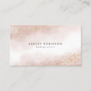 Elegant Pink and Gold Glitter Watercolor Business Card