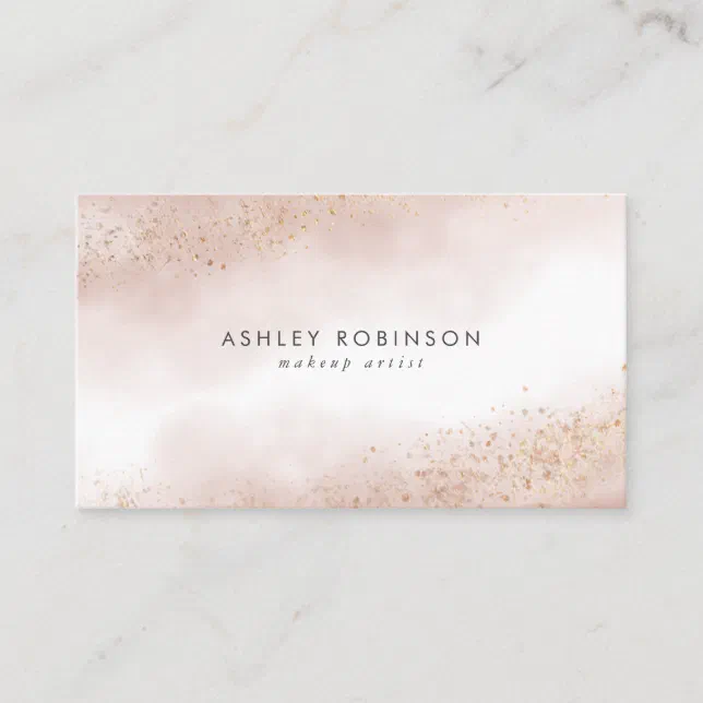 Elegant Pink and Gold Glitter Watercolor Business Card | Zazzle