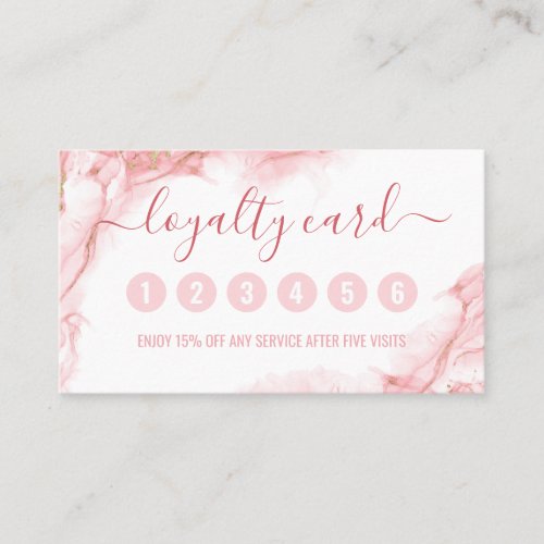 Elegant Pink and Gold Liquid Watercolor Ink Loyalty Card