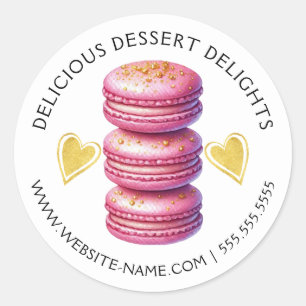 Elegant Pink and Gold Macaron Baking Classic Round Sticker