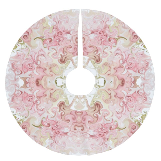 Elegant pink and gold marble brushed polyester tree skirt (Front)
