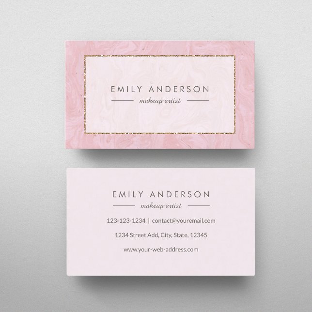 Elegant Pink and Gold Marble Business Card (Creator Uploaded)