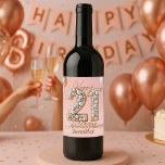 Elegant Pink and Gold Pearly 21st Birthday Wine Label<br><div class="desc">Celebrate turning 21 with this customizable wine label,  featuring a soft pink background framed by gold and silver balloons for a festive touch. The bold pearly “21” stands out,  while elegant golden script adds sophistication. Personalize the text to make it uniquely yours—perfect for party decor or a memorable gift.</div>