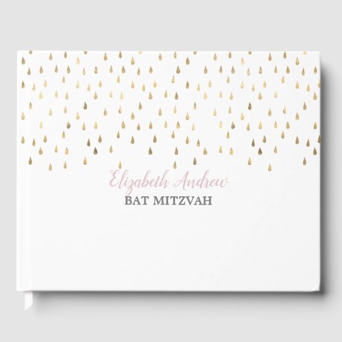 Elegant Pink and Gold Raindrops Bat Mitzvah