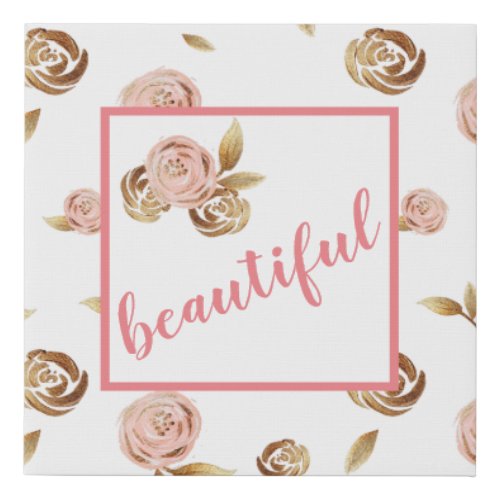 Elegant Pink and Gold Rose Wall Art