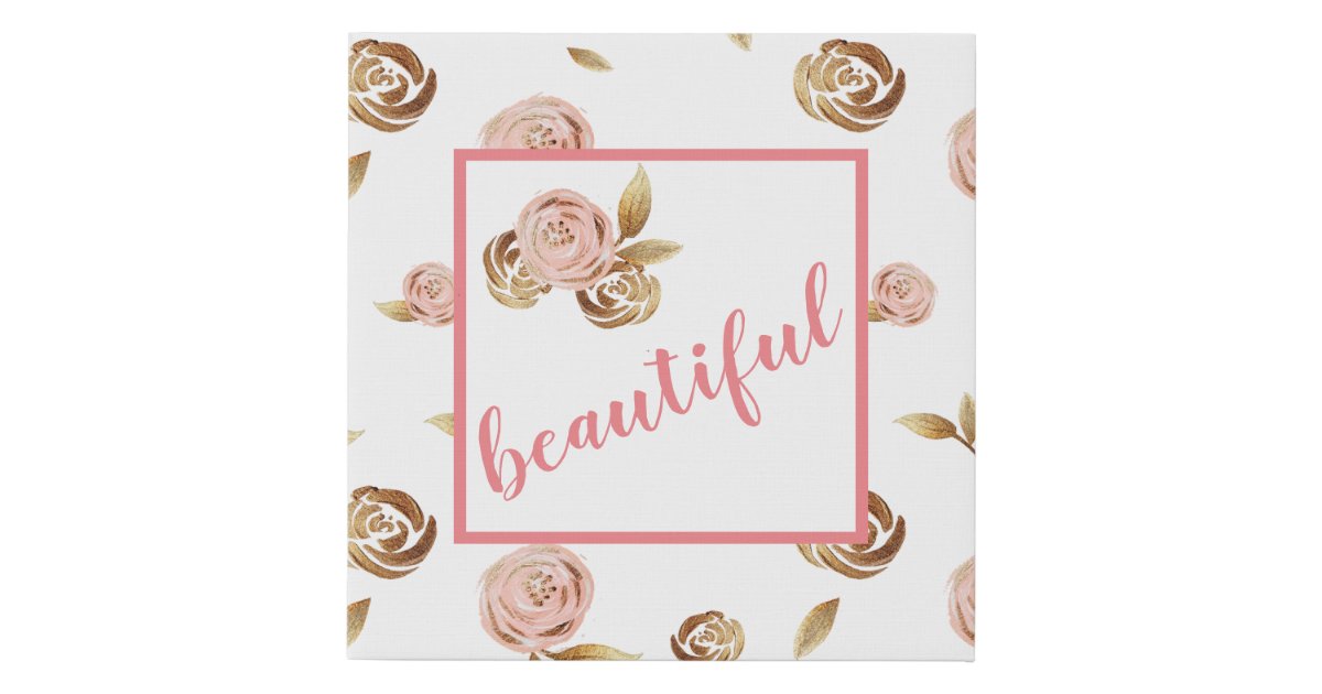 Elegant Pink and Gold Rose Wall Art | Zazzle