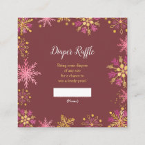 Elegant Pink and Gold Snowflakes Baby Shower Enclosure Card