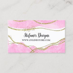 Elegant Pink and Gold Sparkle Glitter Online Store Business Card