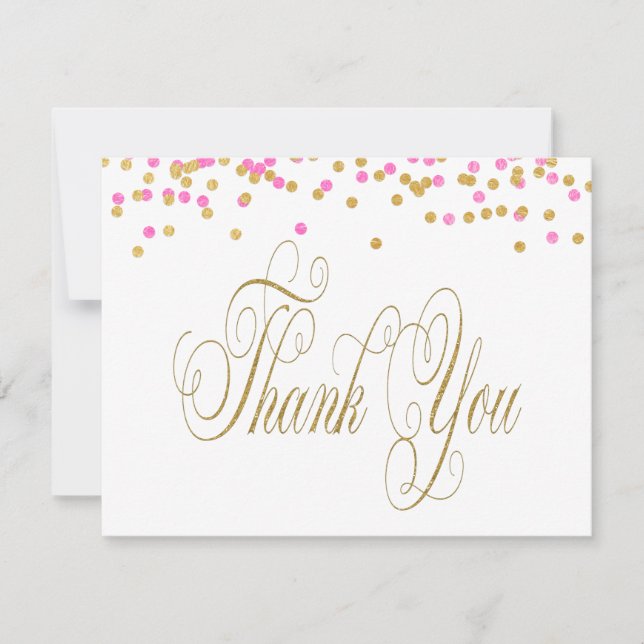 Elegant Pink and Gold Thank You Cards (Front)