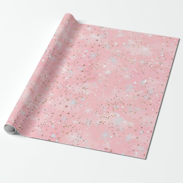 Elegant Pink and Gold Wrapping Paper (Unrolled)