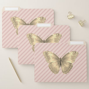 Elegant pink and golden Butterfly File Folder