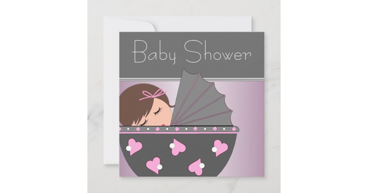 Elegant Pink and Gray Baby Shower Invitations Zazzle