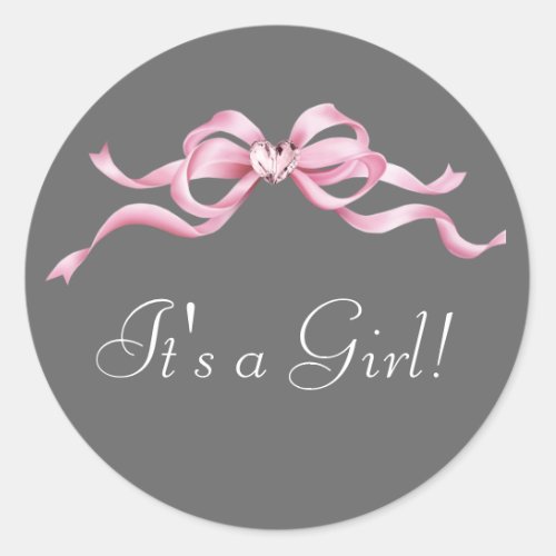 Elegant Pink and Gray Baby Shower Stickers