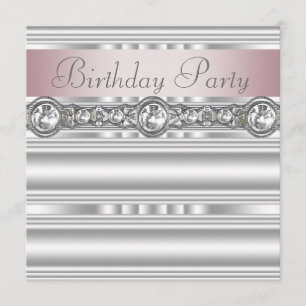 Elegant Pink and Gray Birthday Party Invitation