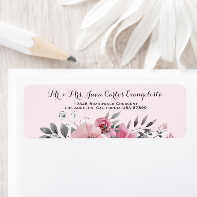 Elegant PINK and GRAY Floral Address Label (Insitu)
