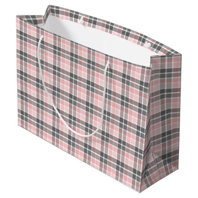 Elegant Pink and Gray Large Gift Bag (Back Angled)