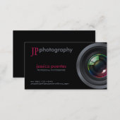 Elegant Pink and Gray Photographer Camera Lens Business Card (Front/Back)