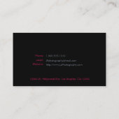 Elegant Pink and Gray Photographer Camera Lens Business Card (Back)