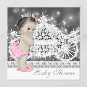 Elegant Pink and Gray Princess Baby Shower Invitation