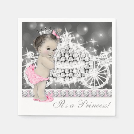 Elegant Pink And Gray Princess Baby Shower Napkins