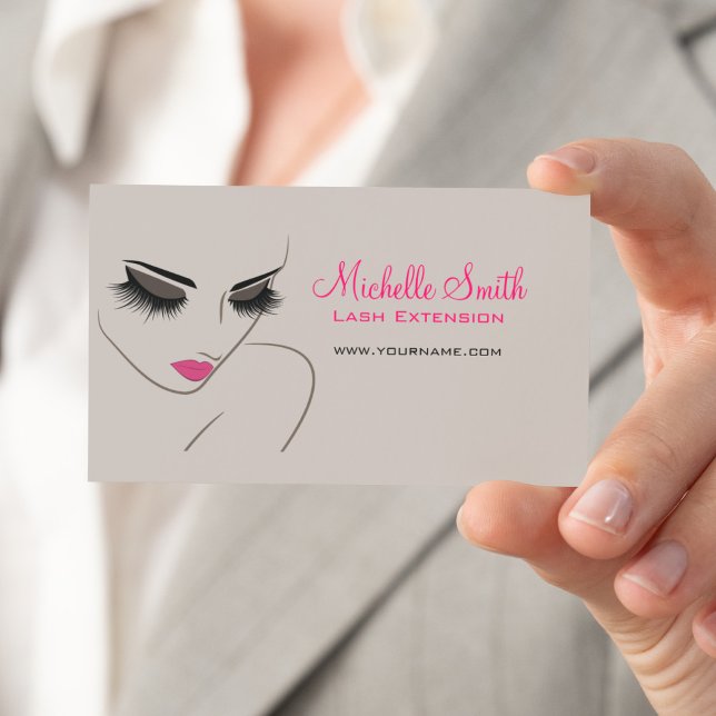 Elegant Pink and Grey Lash Extension Beauty Salon  Business Card (Creator Uploaded)
