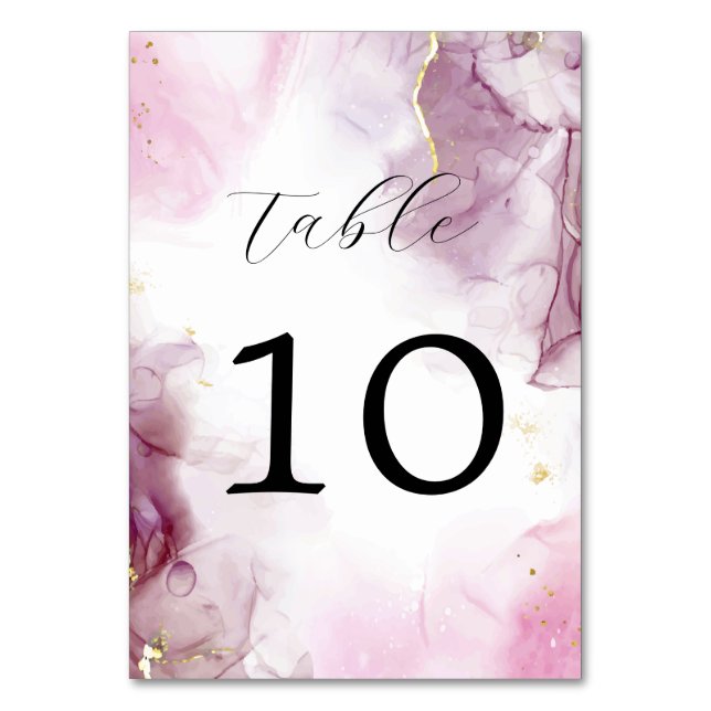 Elegant Pink And Magenta Wedding Table Number (Front)