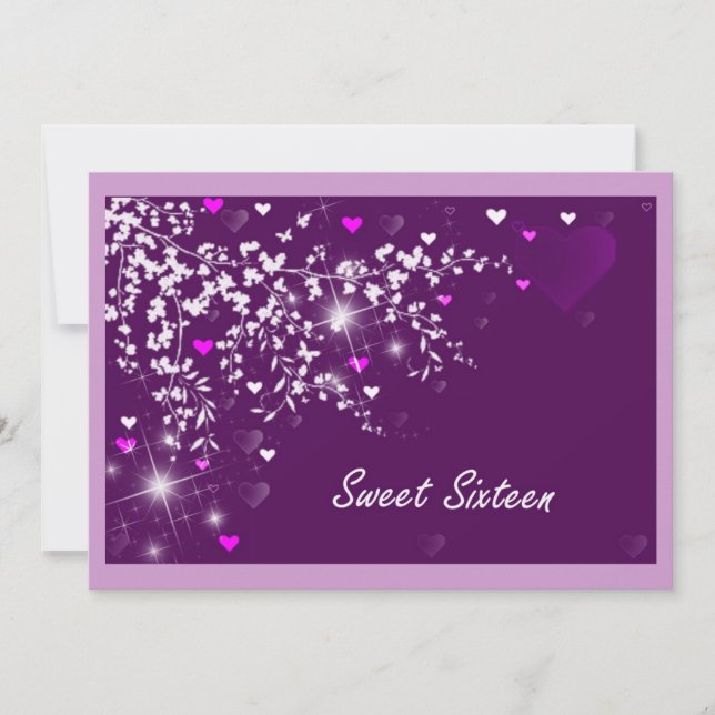 Elegant Pink and Mauve Sweet Sixteen Invitation (Front)