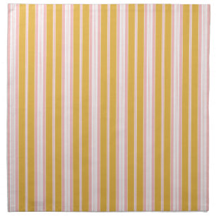 Elegant Pink and Mustard French Ticking Stripes Cloth Napkin