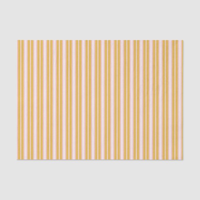 Elegant Pink and Mustard French Ticking Stripes Tissue Paper (Front)