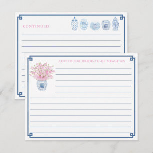 Elegant Pink And Navy Blue Advice For Bride Card