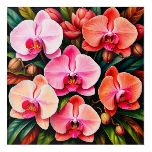 Elegant Pink and Orange Orchid Flowers Arrangement Acrylic Print