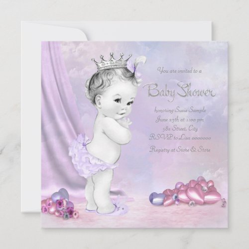Elegant Pink and Purple Baby Shower Invitations