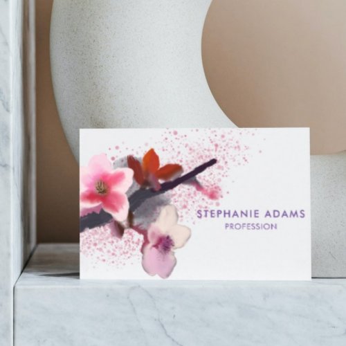 Elegant Pink and Purple Cherry Blossom Business Card
