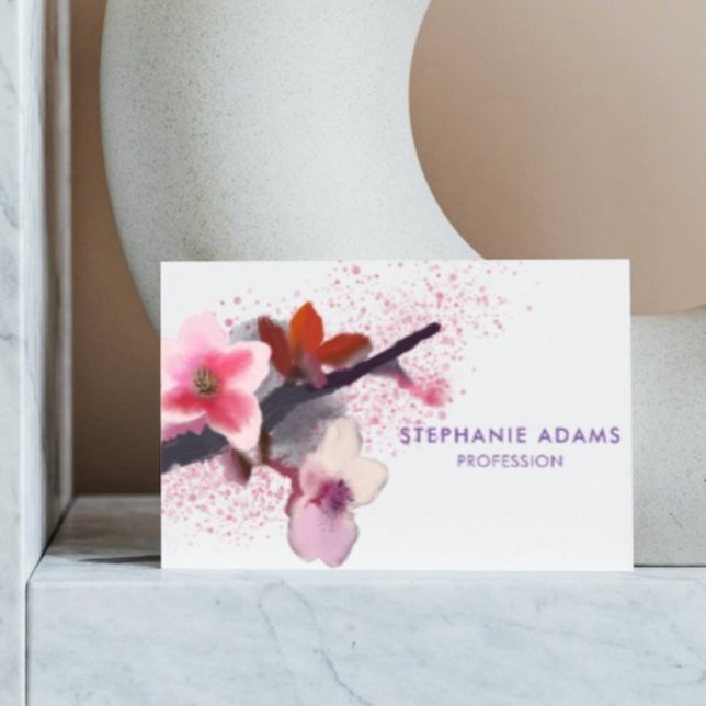 Elegant Pink and Purple Cherry Blossom Business Card (Creator Uploaded)