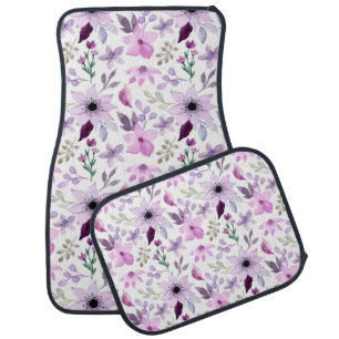 Elegant Pink and Purple Flower Pattern Car Floor Mat