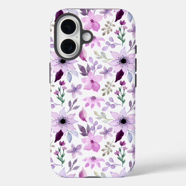 Elegant Pink and Purple Flower Pattern Case-Mate iPhone Case (Back)